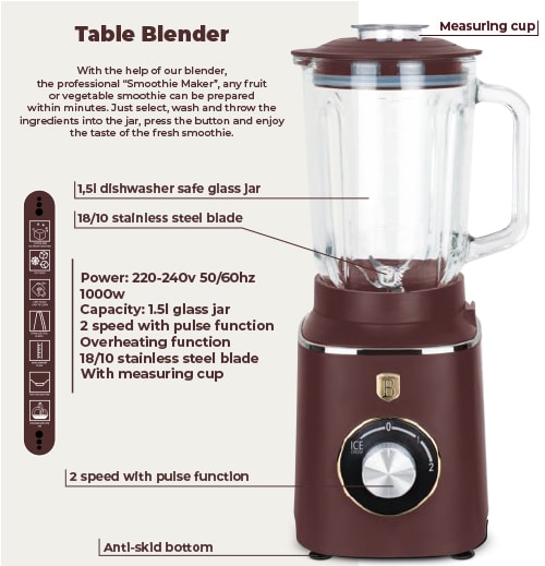 1,5 L Cam Sürahili Masa Blenderi (1000 W) - BH/9494